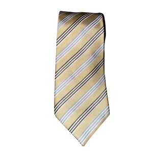 Donald J Trump Necktie OS Gold Blue Striped 100% Silk Signature Collection Tie